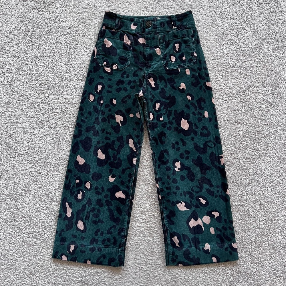 Maeve Anthropologie The Colette Cheetah Print Corduroy Pants Womens 26 Green